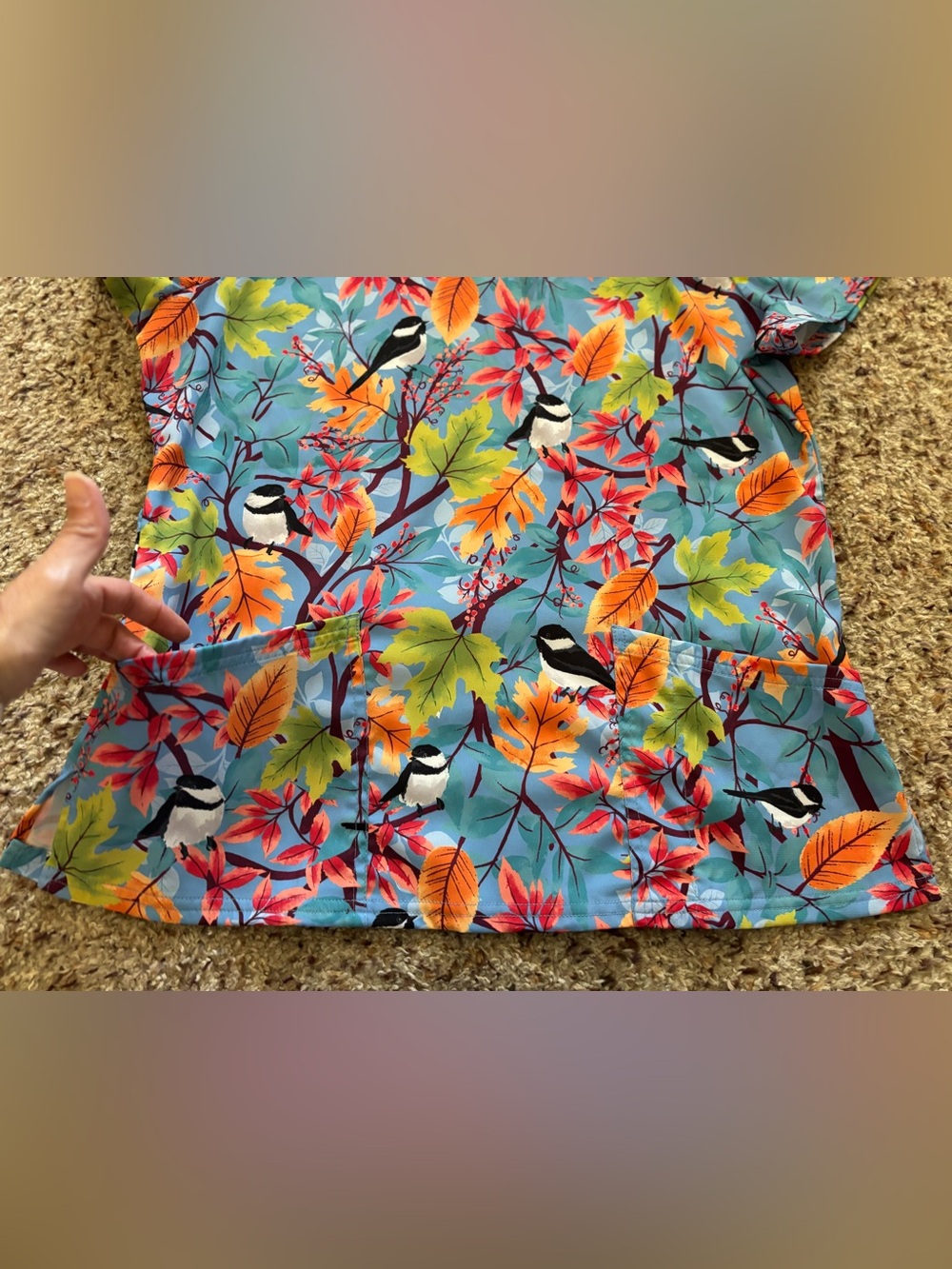 Butter-Soft Stretch Fall Printed Scrub Top- Set Of Three Tops - Picture 11 of 16